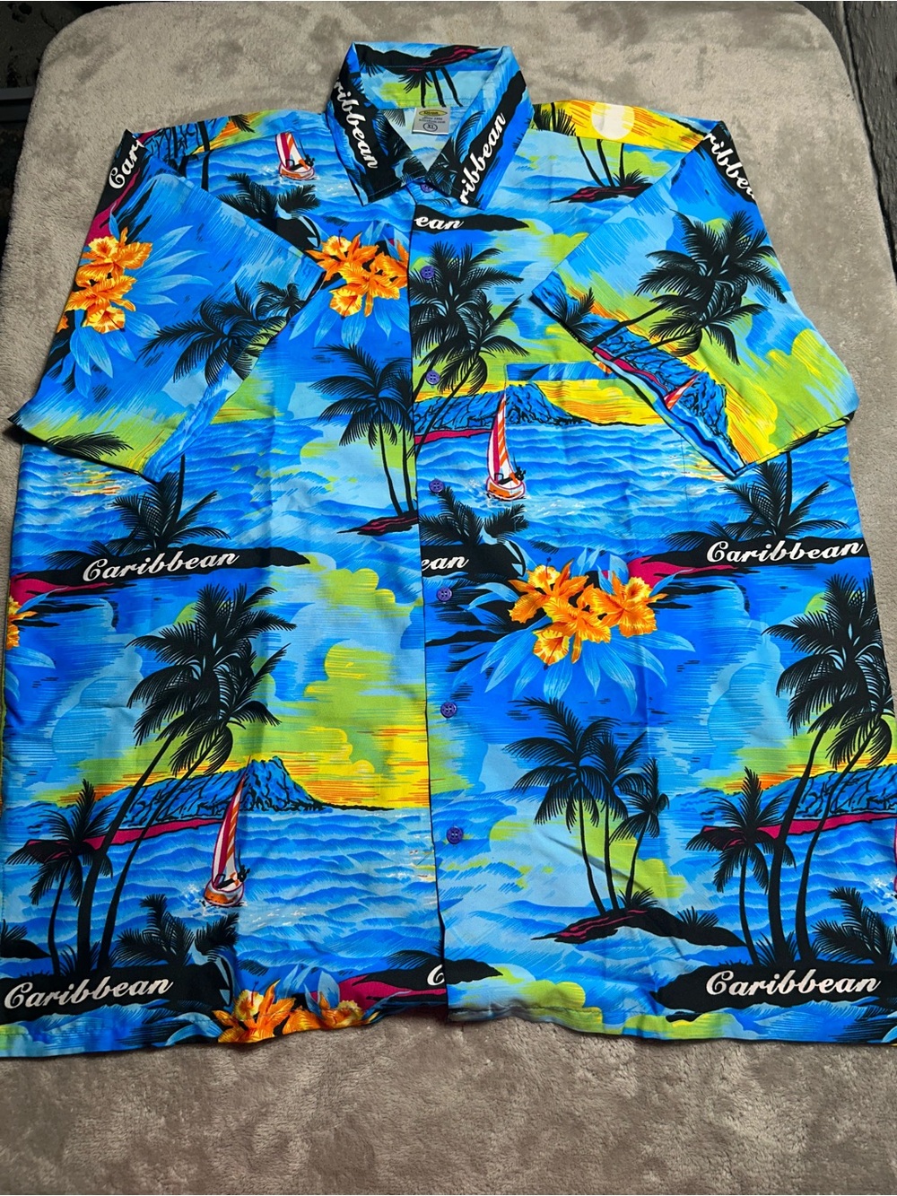 Rima Beachwear Caribbean Tropical Print Shirt Mens XL